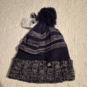 Grand Sierra men's One Size black and gray fleece lined winter hat NWT